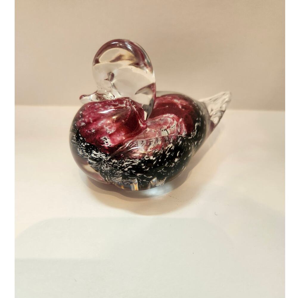 Granna Glasburk Sweden Crystal Art Glass Handblown Duck Paperweight